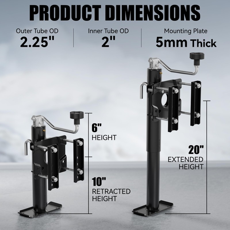 TOWKING 2000 lbs 10in Lift Compact Boat Trailer Jack,Bolt on