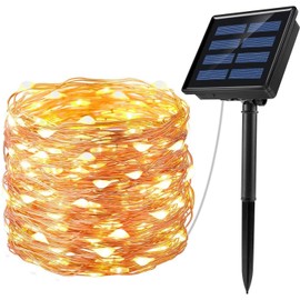 Luces Led Solar de 8 Modos, 22M con 200LEDs, Tiras Led con Luz, IP65 Impermeable Guirnalda Luces Solares para Jardin Exterior/Interior, Arbol de Navidad, Ventana Valla Bodas （Cálido）