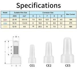 woshilaoDS 250 Pcs Closed End Crimp Connectors, 22-16/16-14/12-10 AWG Gauge Nylon Insulated Closed End Wire Cap Wire Connectors, Crimp Cap Terminals Connectors, (CE1, CE2, CE5 Kit)