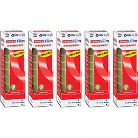 tesafilm® 57370 Klebefilmrollen transparent in praktischer 10 Rollen Office Box, 10m x 15mm (5er Pack = 50 Rollen)