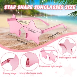NACHLYNN Rimless Star Shaped Sunglasses Pentagram Glasses Transparent Sunglasses Valentine Day Party Favor (24, Pink)