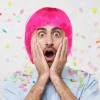 Peluca Lacia Corta Rosa Neón Disfraz Fantasía Fiesta Cosplay