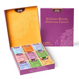 Yogi Organic Tea Sampler Gift Box (45 Tea Bags) – Assorted Delicious Wellness Teas – 9 Favorite Herbal, Green and Black Teas