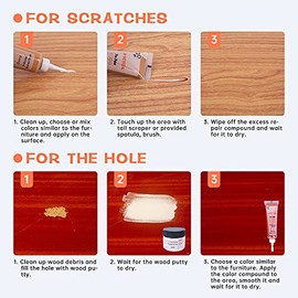 Wood Scratch Repair Kit - 18 Color Wood Fillers Paste for Scratch, Crack, Stain, Discoloration on Vinyl, Hardwood, Laminate, Floor, Furniture, Door, Cabinet, Table, Multi-Surface