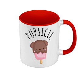 Tasse Farbe Premium Qualität Rot – Pupsicle Dog Ice Cream Pets – Tasse mit Henkel und farbigem Innenfutter