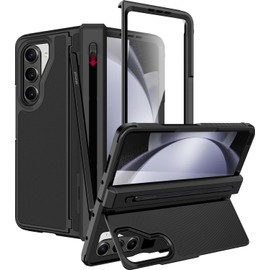 Miimall for Z Fold 5 Case with SPen & Pen Holder,[Military Grade Drop][Glass Screen][Pen inclued] Rugged Heavy Duty,Full Body with Kickstand Hinge for Z Fold 5 Durable Case, Matte Black