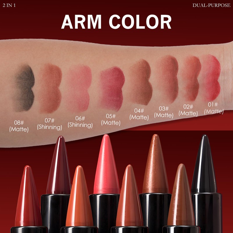 Wugbc Dark Brown Lip Liner Pencil 2 in 1 Matte