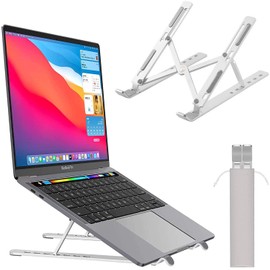 Laptop Stand, PC Stand, Foldable, Aluminum Alloy, Computer Stand, Heat Dissipation, Height, Adjustable Angle, Lightweight Bracket, Anti-Slip, Intermediate Engineering, Improves Posture, Relieves