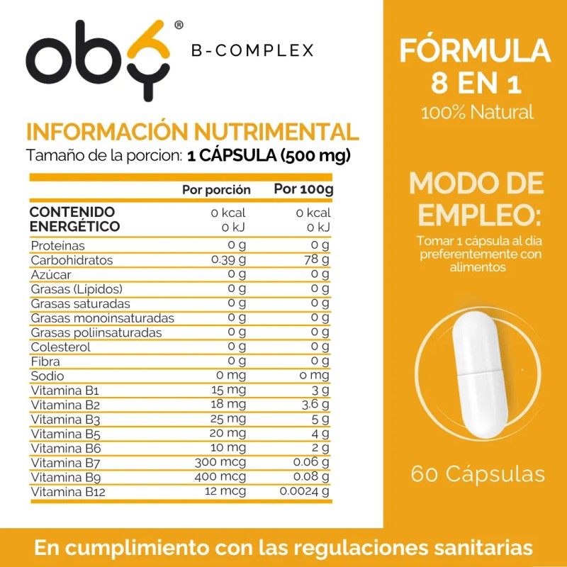Complejo B Completo | Vitamina B12, B1, B2, B3, B5,