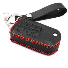 WFMJ Black Leather for Mazda 3 5 6 RX8 CX5 CX7 CX9 MX-5 Miata 3 4 Buttons Smart Remote Flip Key Fob Case Cover Chain (3 Buttons)