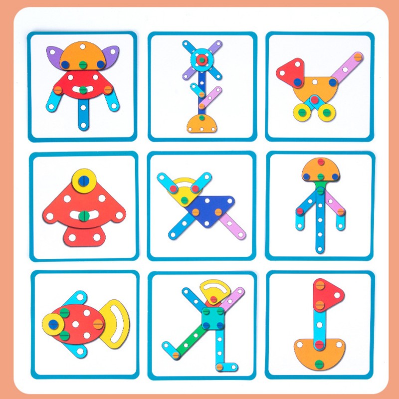 Kids Nut Combination Wooden Toy Building Tool Set for Interactive