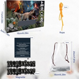 Magnetic Chess Game Set, Chess Board Magnetic Educational Magnetic Stone Board Game, Puzzle Checkers Game, Portable Chess Board for Family Reunions/Camping (Dinosaur Box)