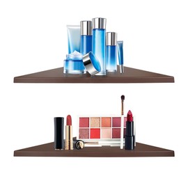 evron Corner Mounting Shelf,Easy to Install Wall Corner Shelf,Frosting Pattern Right-Angled,Set of 2