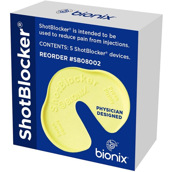 Bionix - ShotBlocker, for Minimized Pain from Immunizations & Injections, Great Alternative to Numbing Creams, Use at Home or On-The-Go, Safe for Kids, Easy-to-Use, Reusable (5 Count)