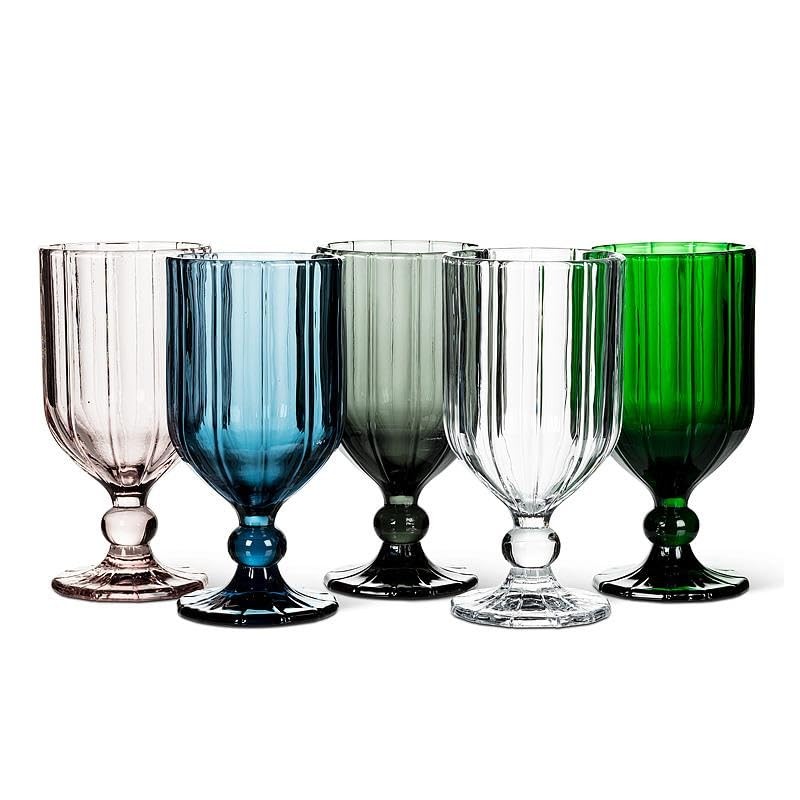 Abbott Collection Panel Wine Goblet, Green Glass (12oz)