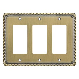 Henne Bery Rope Edge Decorative Wall Plate Switch Plate Outlet Cover (Triple Decorator, Antique Brass)