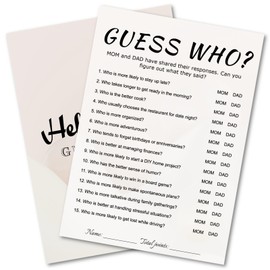 WENFLY Baby Shower Party - Prospective Parents Guess Who Game Card Kit - 30 Players, 5x7 Inch, Minimalist Design, Light Pink Spheres, Ready to Play(Prospective Parents Guess Who)