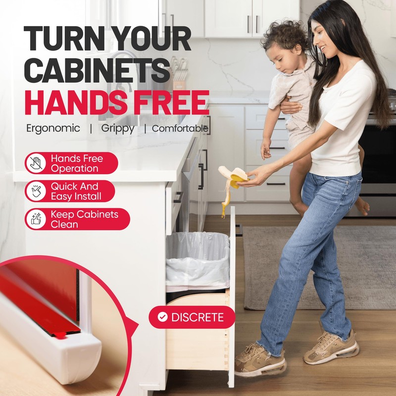 The Handless Handle – Hands-Free Garbage Drawer Foot Pull Handle,