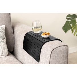 Bamboo Sofa Arm Tray Table- Anti-Slip, Flexible Table for All Armrests- Durable Couch Arm Table with an Elegant Design, Natural Color, Fits Any Interiors- Sofa Armrest Tray for Drinks