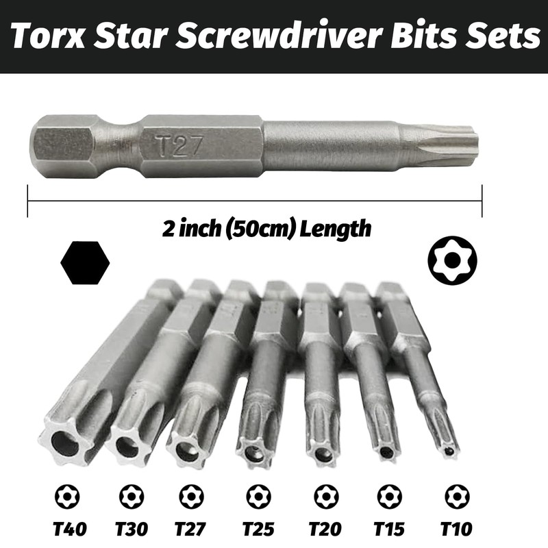 Bkkvim 14Pcs Torx Star 6-Point Screwdriver Bit Set, Magnetic Security