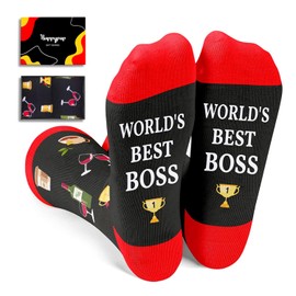 HAPPYPOP Best Boss Gifts Ideas - Worlds Best Boss Women Retirement Socks for Men Women