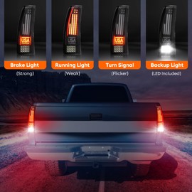 LED Tail Lights Fit for Chevy GMC C/K 1500 2500 3500 88-99, for C/K 1500 2500 Suburban 92-99, for Silverado 94-98, for Blazer 92-94, for Tahoe 95-99, for GMC Yukon 92-00, for Escalade, Smoke Lens