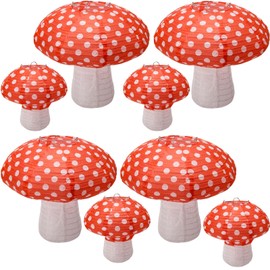 Windspeed 8Pcs Mushroom Shaped Paper Lanterns, Large Paper Lantern Mushroom Shaped Paper Lantern 3D Mushroom Decoration Hanging for Nursery Garden Christmas Party Decoration 8 inch, 12 inch