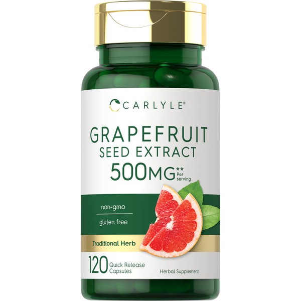 Carlyle Grapefruit Seed Extract | 500 mg 120 Capsules | Maximum Strength | Non-GMO, Gluten Free