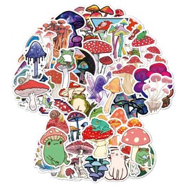 100Pcs Cute Mushroom Stickers Mushroom Decor, Waterproof Vinyl Stickers Decals for Laptop Water Bottle Phone Luggage