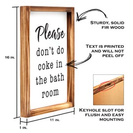 Please Dont Do Coke in the Bathroom Sign 11x16 Inch, Wall Signs Home Decor, Family Sign Home Decor Wall Don't Do Coke Wood Wall Art Dont Do Coke in the Bathroom Sign Wooden Frame Quotes Wall Decor