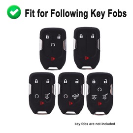 Key Fob Cover Case Fit for GMC Sierra Acadia Terrain Yukon Chevy Silverado Suburban Tahoe (Red)