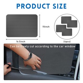 Ziciner 4 PCS Car Side Window Sunshade, 16.5"×15" Auto Side Window Static Cling Film Sticker Blocks Sun & Heat, Washable Reusable Vehicle Sun Shade Films, Car Accessories