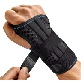 GLEEMEN Wrist Bandage, Adjustable Wrist Brace Fitness for Men and Women with Velcro Fastening, Wrist Support with Metal Splint Stabiliser for Arthritis, Sports Protection (S/M, Right Hand)