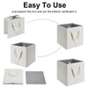 i BKGOO Foldable Storage Cube Bins Beige-White Bamboo Fabric Collapsible