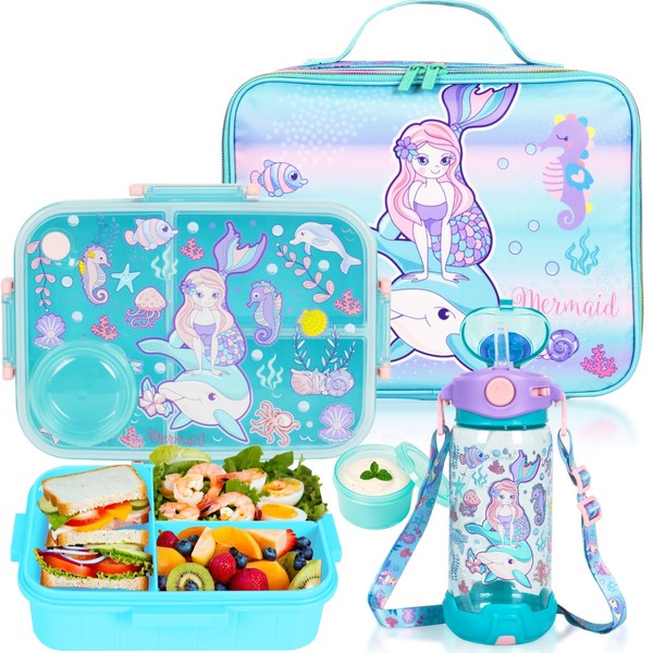 PinkSheep Kids Bento Lunch Box Set with 1200 ml Leak-Proof