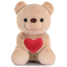 Bocguy Teddy Bear Plush, 23 cm Teddy Bear with Heart, Stuffed Toy Decorative Room Cushion for Christmas, Valentine's Day, Birthday Home Decoration