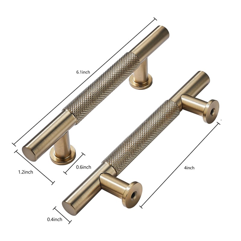 khtumeware 10 Pack 4 Inch(102mm) Drawer Handles Knurled Antique Champagne