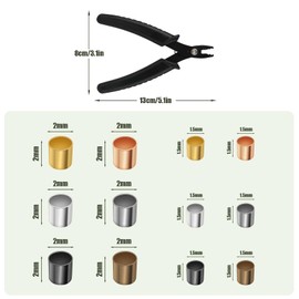 Crimp Beads Set, 1.5 mm and 2 mm Crimp Beads with Crimping Pliers, 6 Colours, Crimp Tube for DIY Bracelets, Necklaces, Jewellery Making Accessories, Pack of 2700