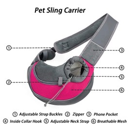 Pet Dog Cat Sling Carrier Bag Puppy Shoulder Carry Bag Hands Free Dog Front Carrier with Adjustable Shoulder Strap Pet Travel Carrier Tote Bag with Breathable Mesh Pouch for Outdoor Walking Subway
