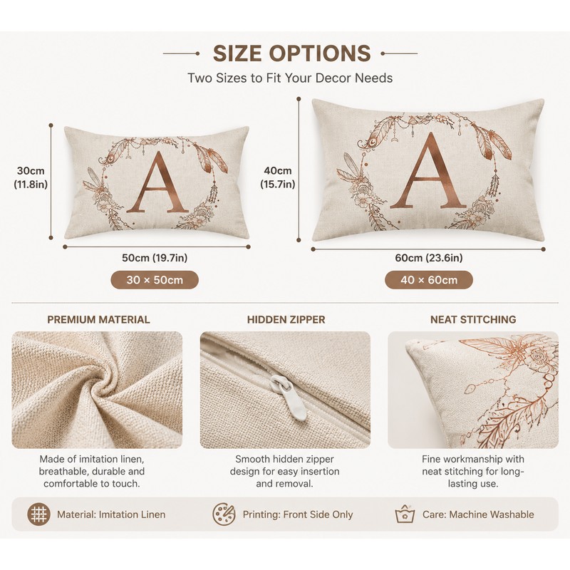 Handmade Alphabet Decorative Pillow Cover for Home Decor – 26