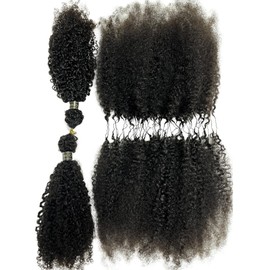 Human Crochet Afro Hair Kinky Curly Pre Separated Feather Extensions Knotless Micro Ring Loop Soft Hair Bundles Crochet With String For Twist Braids 20Inch 120g 100Strands
