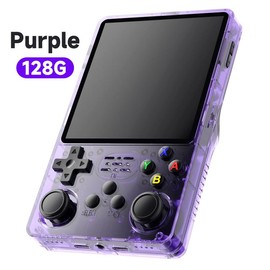 R36s Handheld Game Console, 2025 New Generation 3.5 Inch IPS Retro Gaming Device, Digital Mini Pocket Games Console Handheld Emulator, 128GB Built-in 15000+ Classic Games for Adults - Easter Basket Stuffers for Youngsters & Adults White - Color: Purple
