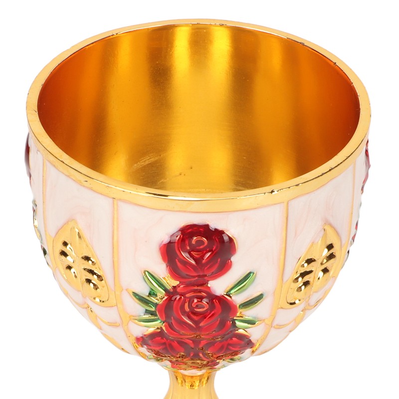 Gold Chalice 4 Inch High Zinc Alloy Retro Embossed Flower