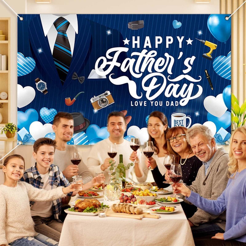 Qpout Large Father's Day Backdrop 70.8x43.3 Inch,Premium Suit & Tie