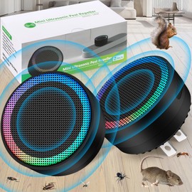 Ultrasonic Mouse Control Device, 360° Indoor Mouse Preventer Plug in, Mini Pest Prevention Device for House, Effectively Repels Mouse, Rodent, Roach, Mosquito (Black-2 Pack)