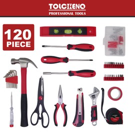 TOLCHENO Basic Tool Kit for Home- Mini Tool kit for Dorm,Apartment,New Home,Essential Tools with Tool Bag,Perfect for Home repair and DIY (120PCS)