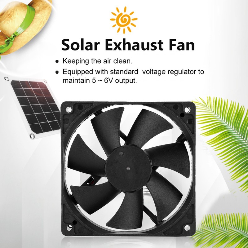 6V 10W Outdoor Solar Power Panel Exhaust Fan USB Charging