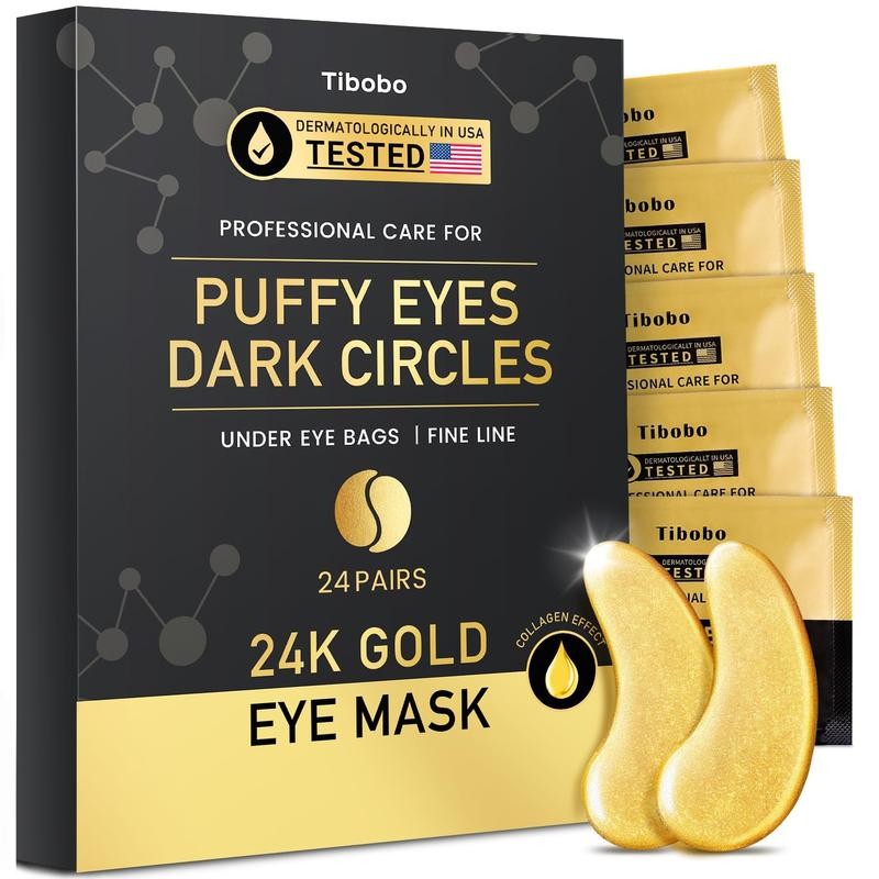 Tibobo 24k Gold Collagen Eye Gel Patches,48pcs/box Eye Mask for