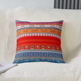 Bohemian Floral Pillowcases 40 x 40 cm Hippie Boho Chic Cushion Covers for Girls Women Colourful Native American Tribes Cushion Covers Western Rustic Decorative Cushion Covers Soft Bedroom Decor