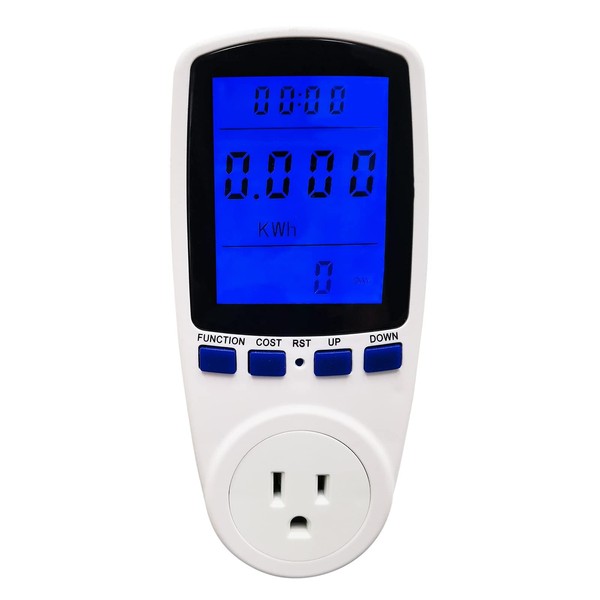 AMTAST Power Consumption Monitor Electricity Usage Monitor Plug Power Watt Voltage Amps Meter, Overload Protection and 7 Display Modes for Energy Saving AMF050M